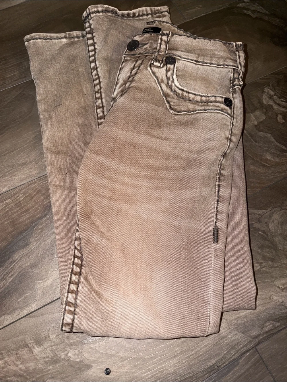 True Religion Ricky Super T Jimmy flap Jeans, Golden Fern color